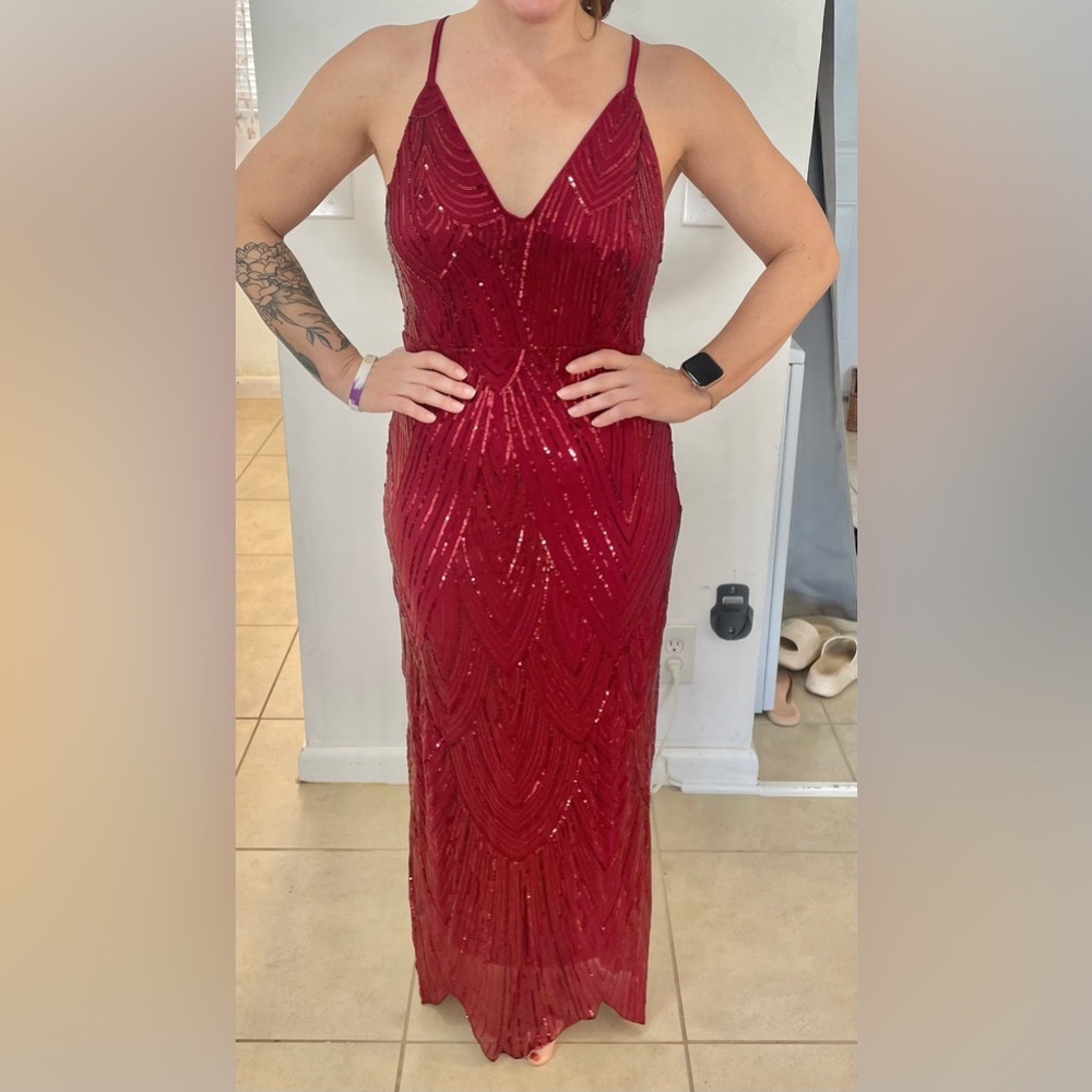 Elegant Red Sequin Dress